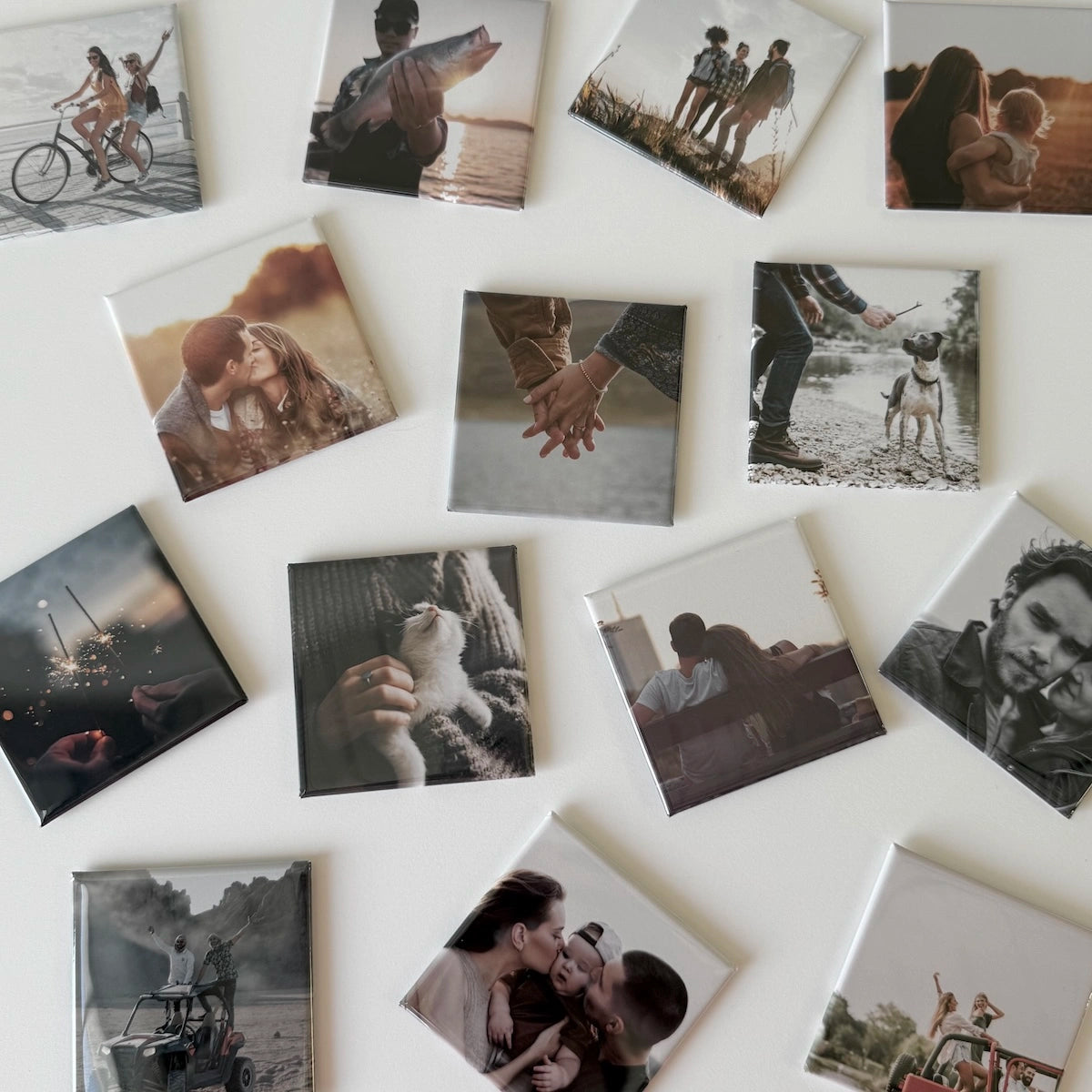 Custom photo magnets by Milestone Magnets featuring family, pets, travel, and love—heartfelt keepsakes and magnetic decor.